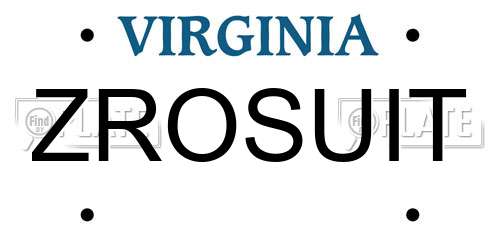 ZROSUIT Virginia License Plate