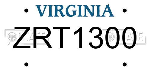 ZRT1300 Virginia License Plate