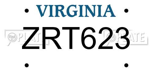 ZRT623 Virginia License Plate