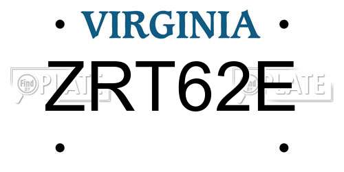 ZRT62E Virginia License Plate