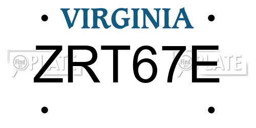 ZRT67E Virginia License Plate