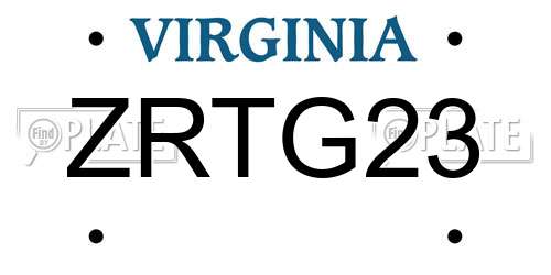 ZRTG23 Virginia License Plate