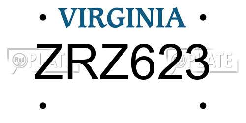 ZRZ623 Virginia License Plate