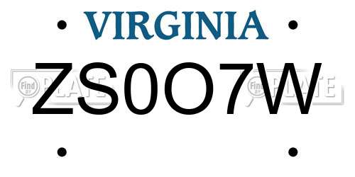 ZS0O7W Virginia License Plate