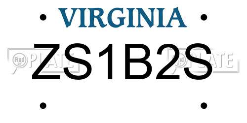 ZS1B2S Virginia License Plate