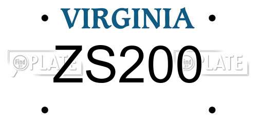 ZS200 Virginia License Plate