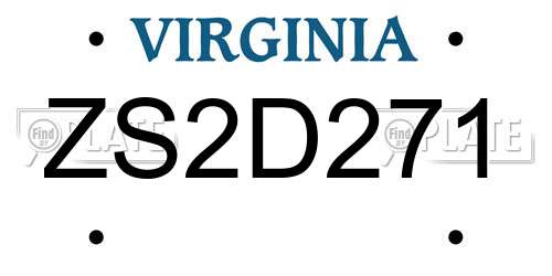 ZS2D271 Virginia License Plate