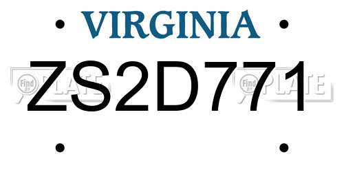 ZS2D771 Virginia License Plate
