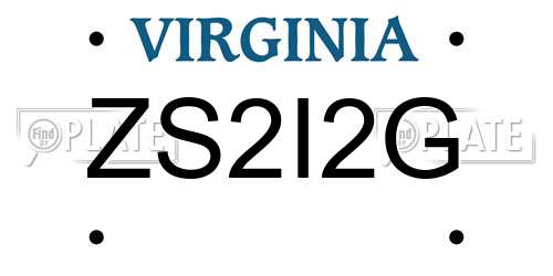 ZS2I2G Virginia License Plate