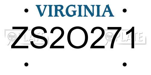 ZS2O271 Virginia License Plate