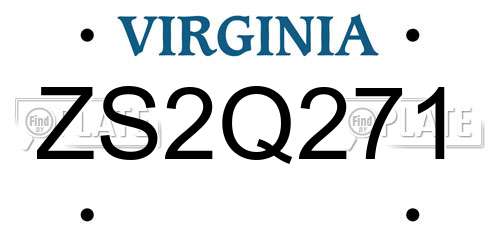 ZS2Q271 Virginia License Plate