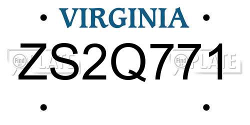 ZS2Q771 Virginia License Plate