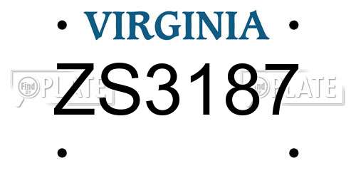 ZS3187 Virginia License Plate