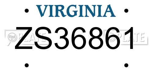 ZS36861 Virginia License Plate