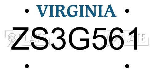 ZS3G561 Virginia License Plate
