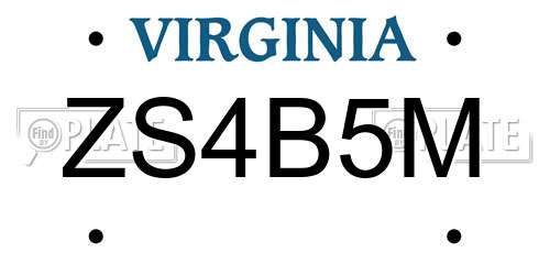 ZS4B5M Virginia License Plate