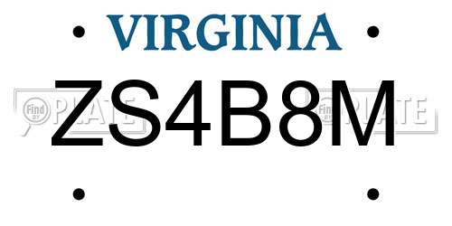 ZS4B8M Virginia License Plate