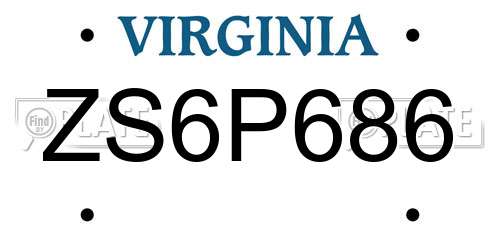 ZS6P686 Virginia License Plate