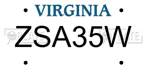 ZSA35W Virginia License Plate
