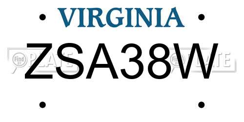ZSA38W Virginia License Plate