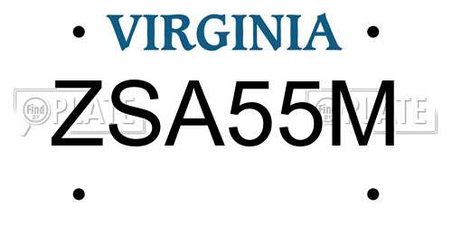ZSA55M Virginia License Plate