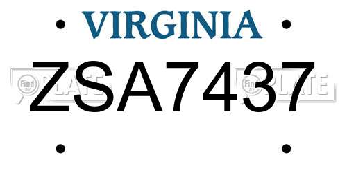 ZSA7437 Virginia License Plate