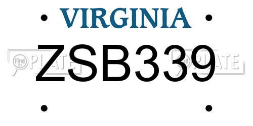 ZSB339 Virginia License Plate