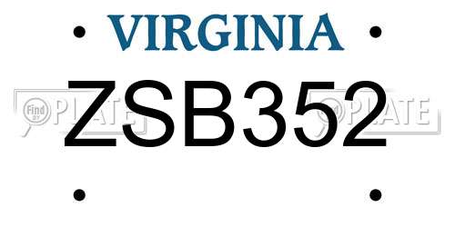 ZSB352 Virginia License Plate