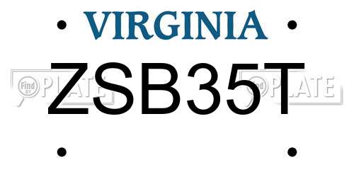 ZSB35T Virginia License Plate