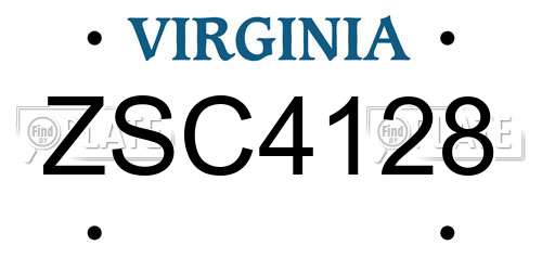 ZSC4128 Virginia License Plate