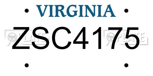 ZSC4175 Virginia License Plate