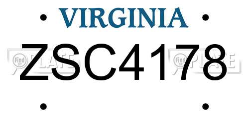 ZSC4178 Virginia License Plate