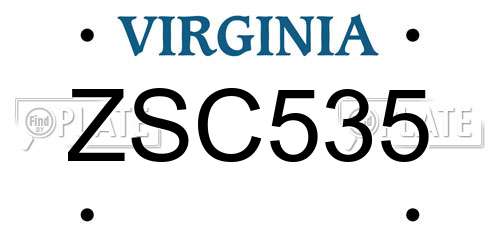 ZSC535 Virginia License Plate