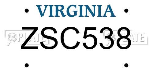 ZSC538 Virginia License Plate