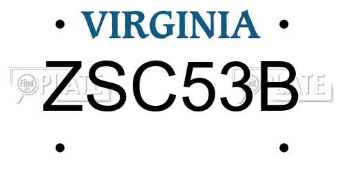 ZSC53B Virginia License Plate