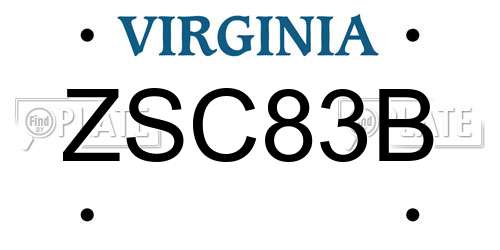 ZSC83B Virginia License Plate