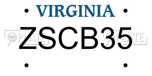 ZSCB35 Virginia License Plate