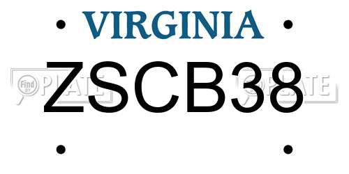 ZSCB38 Virginia License Plate