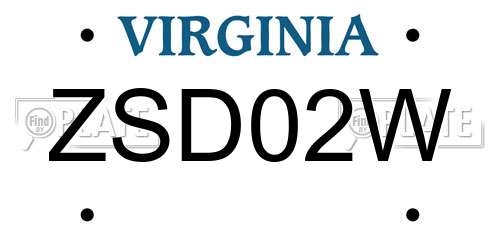 ZSD02W Virginia License Plate