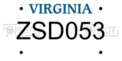 ZSD053 Virginia License Plate