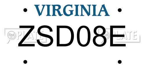 ZSD08E Virginia License Plate
