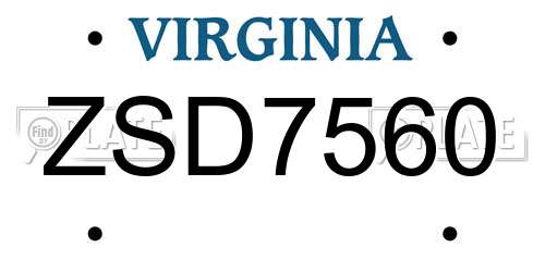 ZSD7560 Virginia License Plate
