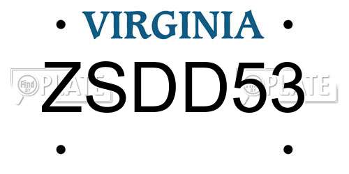 ZSDD53 Virginia License Plate