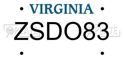 ZSDO83 Virginia License Plate