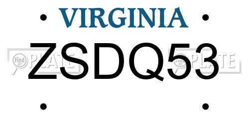 ZSDQ53 Virginia License Plate