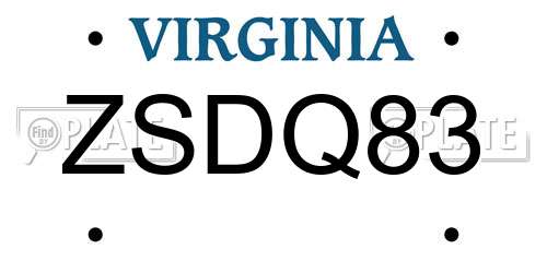 ZSDQ83 Virginia License Plate