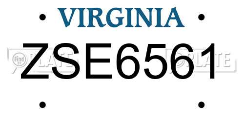 ZSE6561 Virginia License Plate