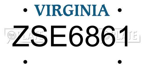 ZSE6861 Virginia License Plate
