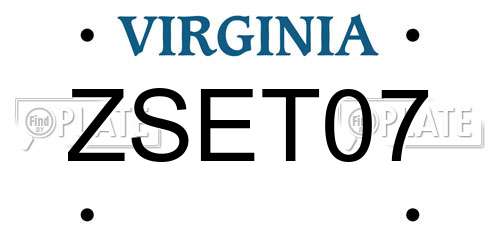 ZSET07 Virginia License Plate