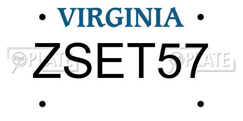 ZSET57 Virginia License Plate